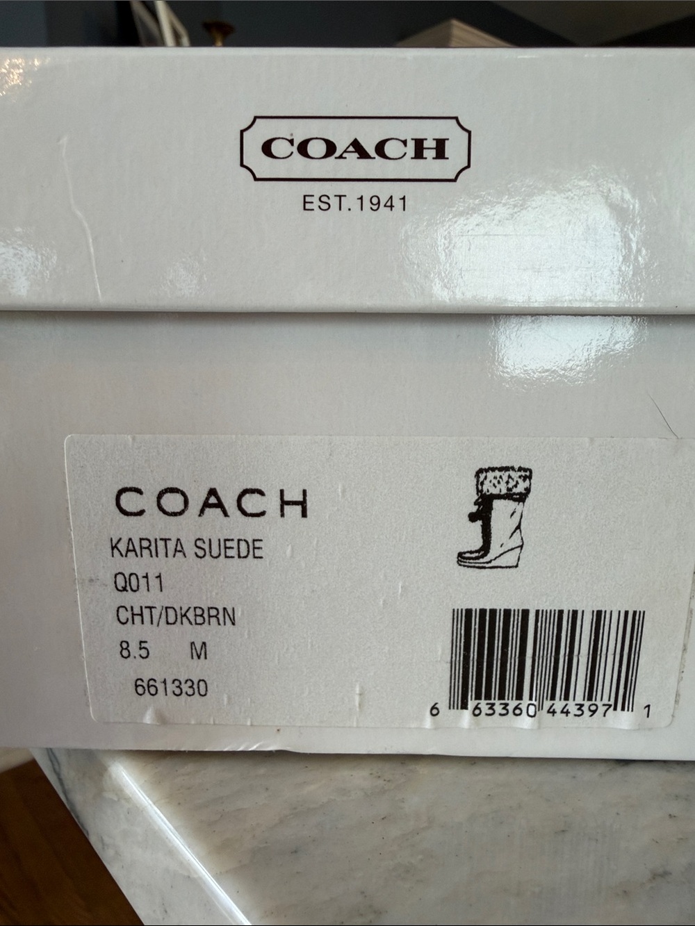 COACH Karita Dark Brown Suede & Genuine Rabbit Fur Knee-High Boots-Size 8.5 - Picture 11 of 11